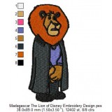 Madagascar The Lion of Disney Embroidery Design